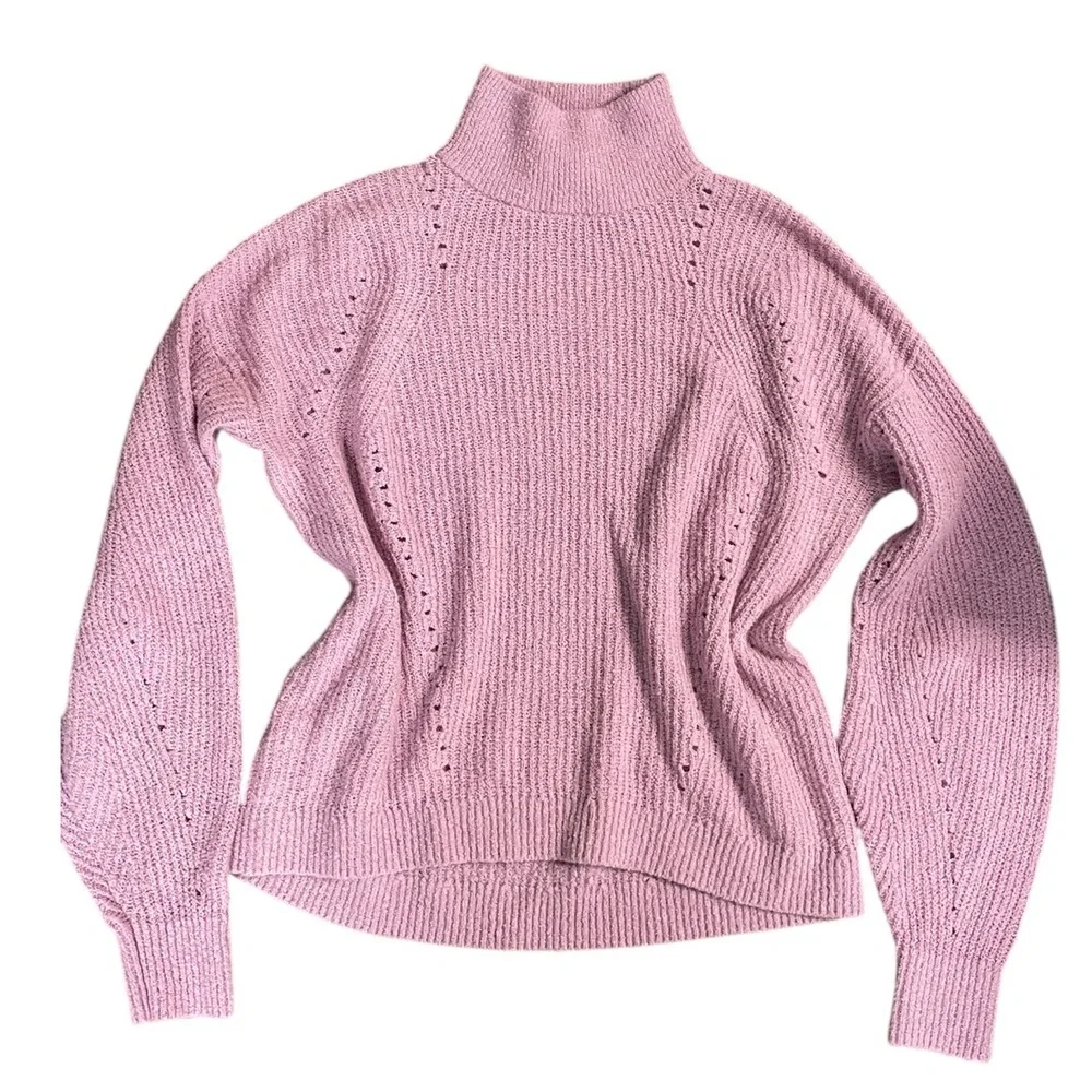 Ann Taylor Long Sleeve Turtleneck Wool blend Sweater, Medium. Light pink purple